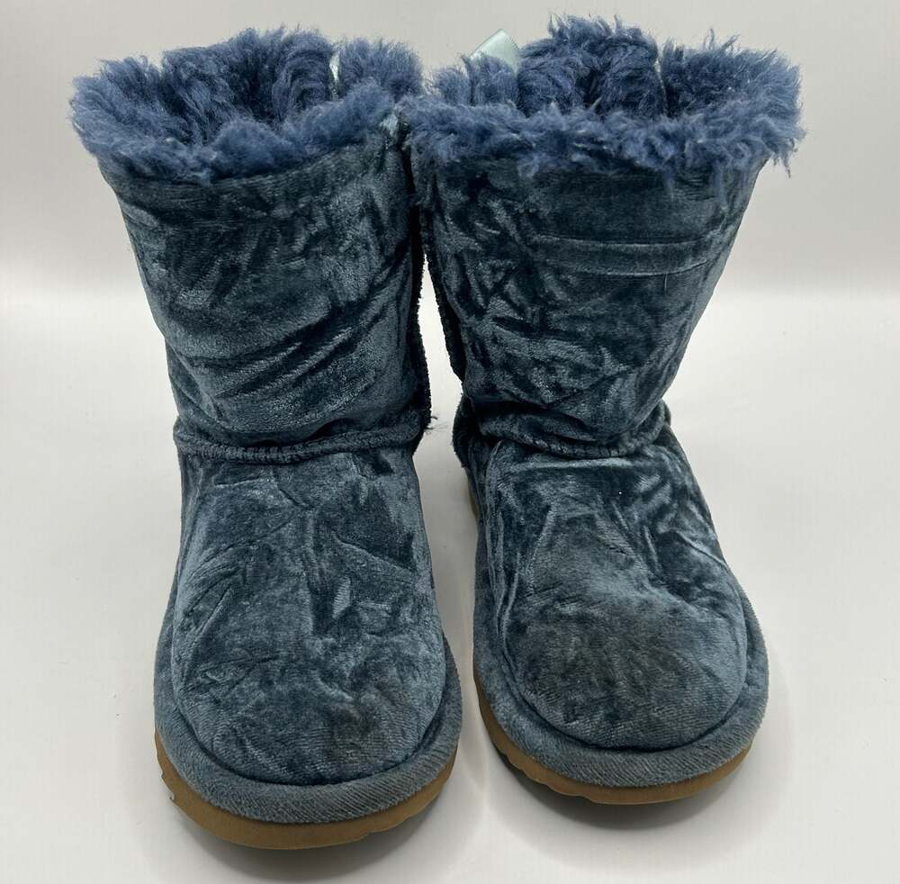 UGG Classic Short Crushed Velvet Blue Winter Boots Girls 1